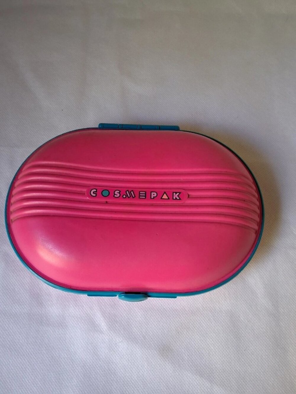 Vintage 1990s Cosmepak Cosmetic Case Pink Teal Trim